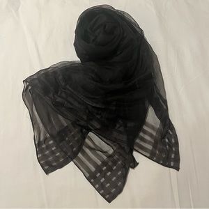Black semi-sheer silk wrap style scarf